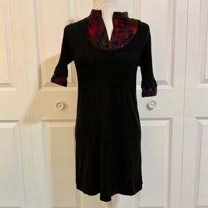 Theory Black Wool Removable Collar Sweater Dress Medium